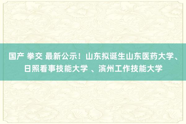 国产 拳交 最新公示！山东拟诞生山东医药大学、日照看事技能大学 、滨州工作技能大学