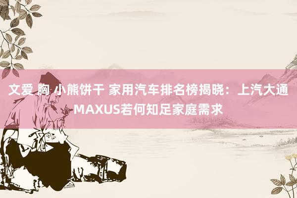 文爱 胸 小熊饼干 家用汽车排名榜揭晓：上汽大通MAXUS若何知足家庭需求