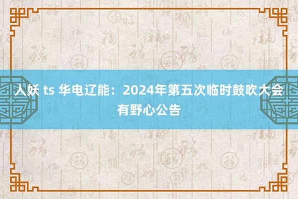 人妖 ts 华电辽能：2024年第五次临时鼓吹大会有野心公告