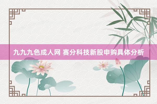 九九九色成人网 赛分科技新股申购具体分析