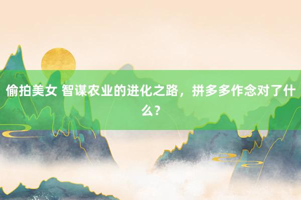 偷拍美女 智谋农业的进化之路，拼多多作念对了什么？