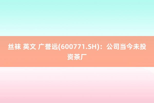 丝袜 英文 广誉远(600771.SH)：公司当今未投资茶厂