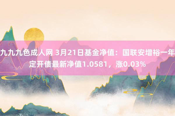 九九九色成人网 3月21日基金净值：国联安增裕一年定开债最新净值1.0581，涨0.03%