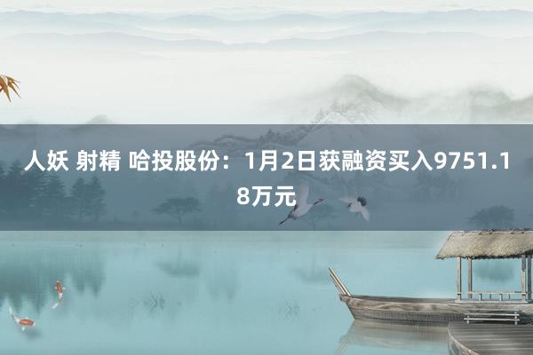 人妖 射精 哈投股份：1月2日获融资买入9751.18万元