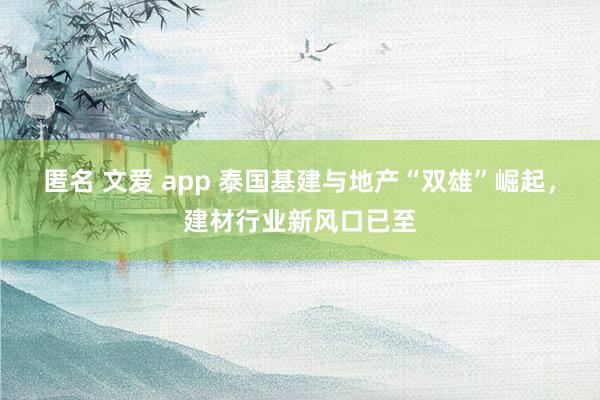 匿名 文爱 app 泰国基建与地产“双雄”崛起，建材行业新风口已至