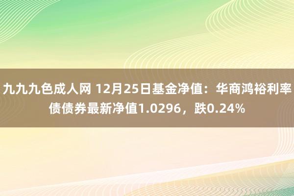 九九九色成人网 12月25日基金净值：华商鸿裕利率债债券最新净值1.0296，跌0.24%