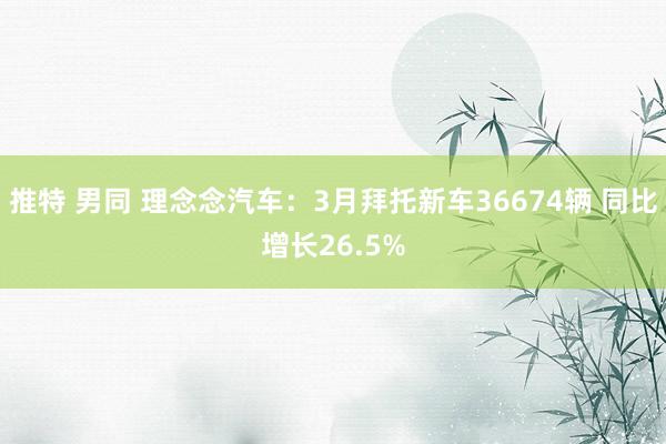 推特 男同 理念念汽车：3月拜托新车36674辆 同比增长26.5%