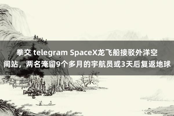 拳交 telegram SpaceX龙飞船接驳外洋空间站，两名淹留9个多月的宇航员或3天后复返地球
